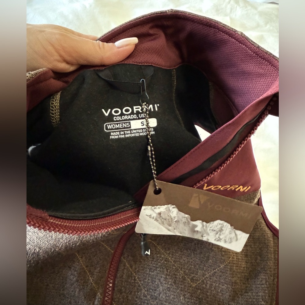 Voormi | Women’s S | Maroon Bison Convex Vest Wool Full Zip Hiking Outdoor | NWT - Picture 5 of 9